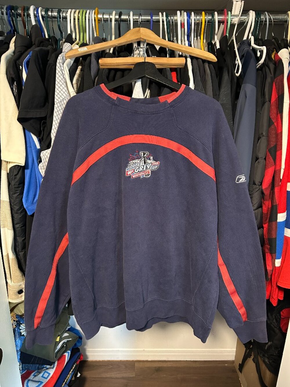 Reebok LCF 2008 Grey Cup Football Montreal Navy Blue Crewneck - Size XL